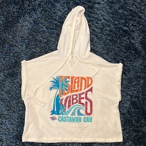 Disney Island Vibes Castaway Cay Cropped Hooded Tshirt Size L